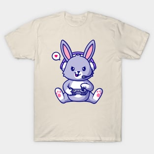 Cute Rabbit Gaming Cartoon T-Shirt